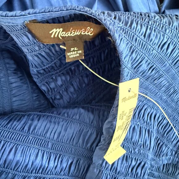 MADEWELL Melody Scoopback Smocked Midi Dress Petite PL Blue Moon A-Line NWT B61 - Picture 7 of 7